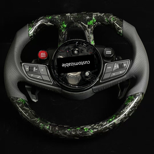 Volant personnalisé en carbone forgé <span class=keywords><strong>vert</strong></span> avec deux boutons R8, adapté aux <span class=keywords><strong>Audi</strong></span> A3 A4 A5 A6 A7 RS3 C7 Q5 Q7 S3 S5 B8 B9 <span class=keywords><strong>TT</strong></span> - Product Image 2
