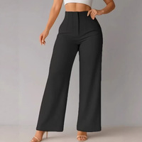 Pantalon de costume taille haute à jambes larges, couleur unie, drapé, décontracté, longueur complète, pour le bureau