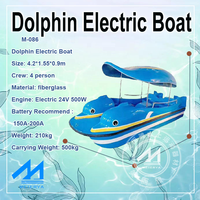 Bateau électrique Dolphin pour enfants, bateau de sports nautiques à 4 places pour la mer, les rivières et les lacs, Meierya M-086 certifié CE