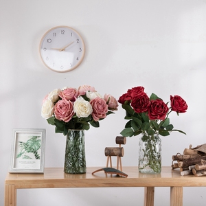 <span class=keywords><strong>Rose</strong></span> artificielle à tige unique, magnifique, rouge blanc, fleur décorative, YC1014, 1 pièce - Product Image 5