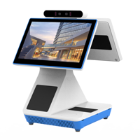 Terminal de contrôle d'accès KMS avec caméra 3D à double écran, reconnaissance faciale, code QR, NFC et imprimante de reçus pour l'enregistrement en hôtel