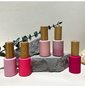 5ml 8ml 10ml 12ml 15ml bouteille en verre vide de vernis à ongles de forme ronde écologique avec capuchon de brosse en bambou - Product Image 1
