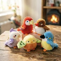 Mini pendentifs en peluche d'oiseaux Kawaii, jouets artificiels mignons et réalistes (perroquet, moineau), super doux, pour réconfort, accessoires de sac