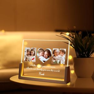 <span class=keywords><strong>Lampe</strong></span> de nuit photo <span class=keywords><strong>personnalisée</strong></span> en acrylique 8 pouces avec base en <span class=keywords><strong>bois</strong></span> de noyer en forme de U, cadre photo LED, cadeau pour femmes, hommes, anniversaire, Noël - Product Image 1