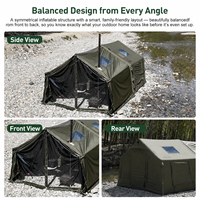 Tente pneumatique Coody 8.0+Framed Foyer - Tente de camping gonflable de luxe en tissu de coton vert armée pour les aventures en plein air