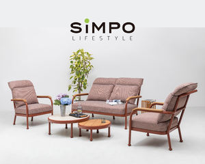 SIMPOLIFESTYLE Mobilier d'extérieur haut de gamme COCO Lounger 2 places Fauteuil de jardin Terrasse Hôtel Resort Aluminium Teak Ensemble de canapés en tissu - Product Image 1