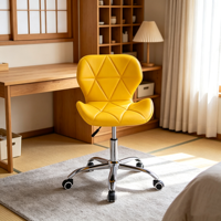 Chaise de bureau pivotante en cuir rose avec roulettes, style nordique, pour la maison et le maquillage
