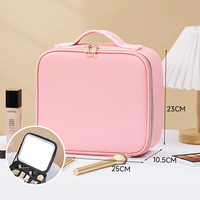 Nouvelle Trousse de Voyage Portable 2025 – Motif Lettres Tendance avec Lumière LED et Miroir – Sac de Maquillage Transfrontalier avec Miroir