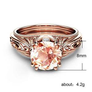 Anello in Cristallo Traforato Tono Rosa per Donne, Stile Principessa, Elegante Accessorio Moda Quotidiano - Product Image 5