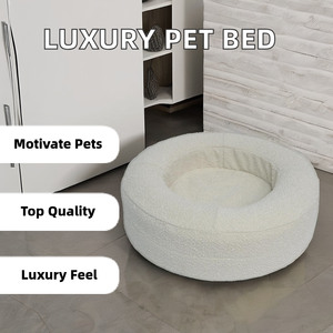 Hot Sale Luxus runde Form Solid Pattern Boucle Material Komfortables, langlebiges, wasch bares, ortho pä disches Katzen bett - Product Image 2
