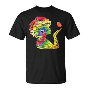 T-shirt Afro Woman Magic Black Girl BHM pour femme, design puissant, art afro arc-en-ciel - Product Image 1