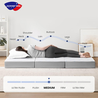 Matelas pliant en mousse à trois volets, taille Queen, avec housse jacquard tricotée amovible et lavable, pour le sol