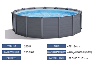 INTEX 26384, 15 pieds, 8 pouces X 49 pouces, haute qualité, extérieur, famille, enfants, plastique, <span class=keywords><strong>graphite</strong></span>, panneau gris, <span class=keywords><strong>piscine</strong></span>, ensemble - Product Image 2
