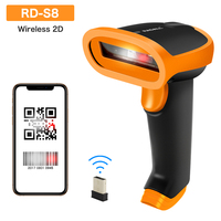 RADALL Lector de Códigos QR 1D 2D, Escáner de Códigos de Barras Inalámbrico Automático de Mano, Interfaz USB COM, 200 Lecturas/Segundo, Alcance Exterior de 100m