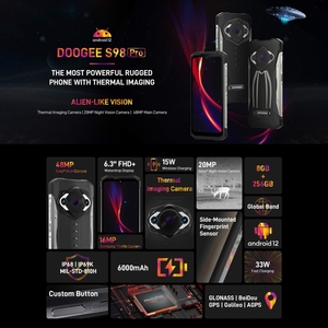 Expédition le jour même <span class=keywords><strong>DOOGEE</strong></span> <span class=keywords><strong>S98</strong></span> <span class=keywords><strong>Pro</strong></span> Téléphone robuste Caméra thermique Vision nocturne 8 Go + 256 Go 6,3 pouces Android 12 NFC Téléphone 4G - Product Image 3