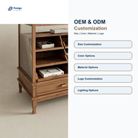 Vitrine de présentation de vêtements moderne personnalisée Pangu, étagères en bois/métal/verre, montage facile sur comptoir/bureau, pour vêtements et chaussures