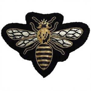 Crown Bee Heart Embroidery Badges Handmade India Silk Wire Patch Brooch Beaded Diamond Embroidered Applique <b>Sewing</b> - Product Image 6