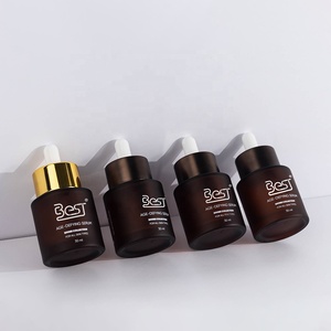 Garrafa conta-gotas de vidro com tubo de óleo essencial líquido marrom 30ml para serigrafia fosca com gola de alumínio e cabeça de borracha - Product Image 5