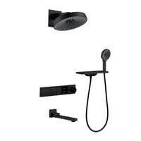 Ensemble de douche encastré en cuivre avec pistolet de douche mural thermostatique intelligent hydroélectrique en or brossé gris