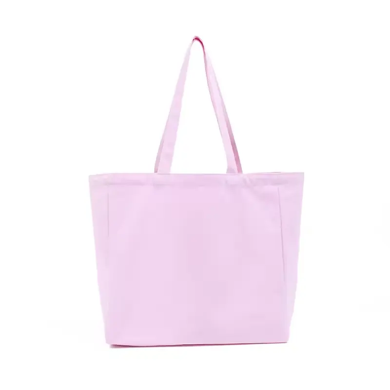 Wholesale Recycled Custom Logo Printed high quality Blank Canvas Cotton Shopping Beach Tote Bag with zipper for Women