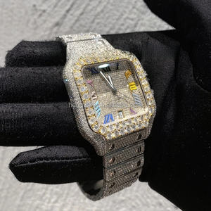 Montre analogique pour homme et femme avec diamants en moissanite, boîtier en acier inoxydable étanche, style hip-hop, pièce de monnaie antique de dessin animé - Product Image 3