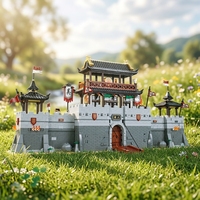 Set de Construcción de Bloques de la Antigua Fortaleza China: Puerta de Ciudad con Puente Retráctil y Torre de Vigilancia, Modelo de Ladrillos, Arquitectura DIY, Regalo