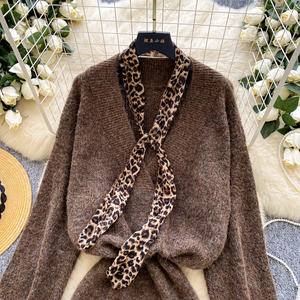 Abito Vintage da <span class=keywords><strong>Donna</strong></span> Elegante a Maglione <span class=keywords><strong>Corto</strong></span> Pullover con Scollo a V Laccio Manica Lunga e Cintura in Vita - Product Image 6