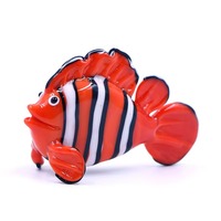 Figurine de poisson-clown en verre de Murano fait main, petite figurine d'animal marin décorative