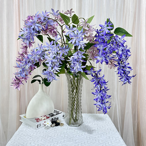 Feiyu Craft Flower Factory Fleurs artificielles de glycine en soie mélangée, faites à la main, pour décoration de mariage et de maison - Product Image 1