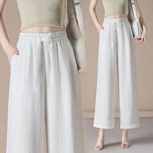 Pantalones Anchos de Verano para Mujer, Finos, Sueltos, Transpirables, de Algodón, Cintura Media, Pierna Recta, Casuales y Elegantes - Product Image 2