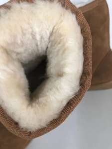 جلد البقر الحقيقي الانقسام + فو الفراء الدافئة الشتاء جلد الغنم الأحذية الصوف - Product Image 4