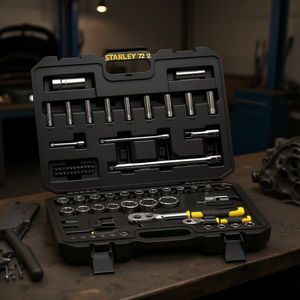Juego de llaves de vaso Stanley de 72 piezas con accionamiento de 1/4 y 1/2 pulgada, kit de herramientas mecánicas para reparación automotriz - Product Image 3