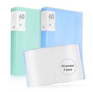 2 Pack A4 Plastic Sleeves 60 Pocket Bound Presentation Binder Presentation Book Art Portfolio <b>Folder</b> Sheet Protector <b>Display</b> Boo - Product Image 1