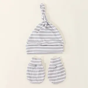 Conjunto de bonés de algodão para bebês, chapéus quentes para bebês recém-nascidos, meninas e meninos, conjunto com luvas anti-riscos, em oferta