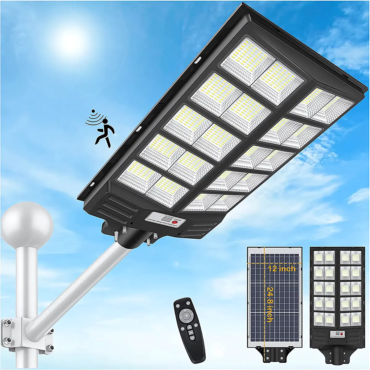 Luz de rua solar plástica do ABS com IP65 exterior do controle remoto Waterproof a luz de rua solar 600W 800W 1000W