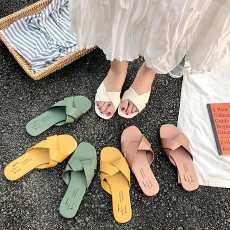Sandalias de verano para mujer, bonitas sandalias coreanas, suaves, para interiores, venta al por mayor