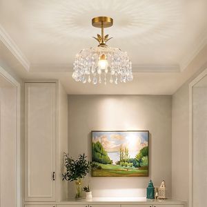 Lustre Rétro Français en Cristal, Source Lumineuse LED Ronde E26, Luminaire Simple pour Entrée et Couloir - Product Image 3