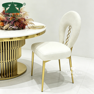 Sillas de Comedor Comerciales de Acero Inoxidable Dorado con Patas y Terciopelo Blanco para Hotel y Sala de Estar, Diseño Moderno - Product Image 4