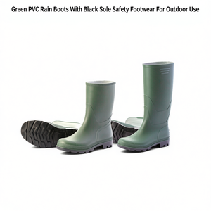 Bottes de pluie en PVC vert TTAKE avec semelle noire, chaussures de sécurité pour usage extérieur - Product Image 2