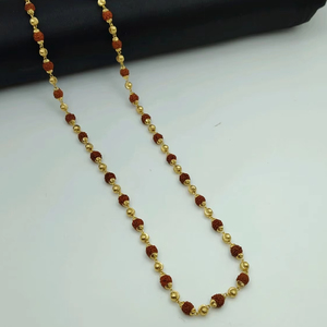 Traditional Rudraksha <b>Mala</b> <b>Necklace</b> with Gold Beads Long Rudraksha Prayer <b>Mala</b> Spiritual <b>Necklace</b> Meditation Daily Wear Jewelry - Product Image 1