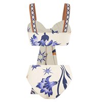 Prêt de stock imprimé Designer 3 pièces ensemble Sexy dos nu Bikini taille haute maillots de bain plage jupe sarong