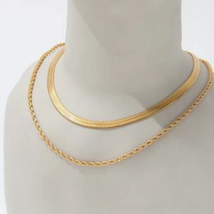 สร้อยคอแบบเชือกถักลายก้างปลาเคลือบทอง 18K PVD สร้อยคอเหล็กกล้าไร้สนิม ไม่หมอง ไม่เป็นสนิม และกันน้ำ - Product Image 3