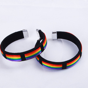 Venta al por mayor Arco Iris Gay Pride Weave pulsera amistad pareja joyería mujeres hombres <span class=keywords><strong>lesbianas</strong></span> LGBT pulsera brazalete - Product Image 1