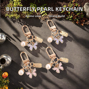 Cute Vintage Cartoon Butterfly Zinc Alloy Keychain Gifts for Women <b>Bag</b> <b>Charm</b> Car Keys Accessories Pendant - Product Image 2
