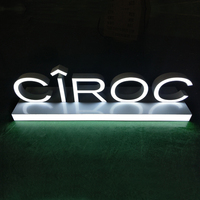 Comptoir de table en acrylique personnalisé enseigne d'affaire lumineuse enseigne de bureau à DEL présentoir avec logo et lettres avec base