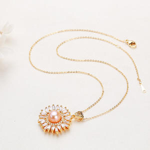 Bijoux Edison en gros, chaîne réglable en forme de O, plaqué or véritable, pendentif en perle d'eau douce, pendentifs en perles, breloques - Product Image 4