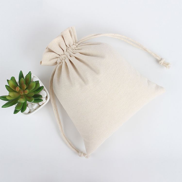 Custom logo sublimation print natural cotton canvas drawstring pouch bag