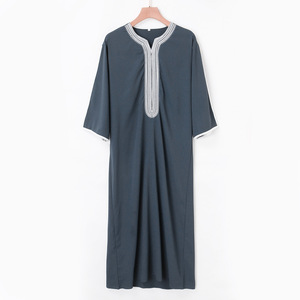 Túnica Holgada con Capucha para Hombre, de Poliéster, con Bordado de Lujo, Manga Larga, Estilo Étnico Tradicional de Oriente Medio, Thobe Musulmán Saudí - Product Image 3