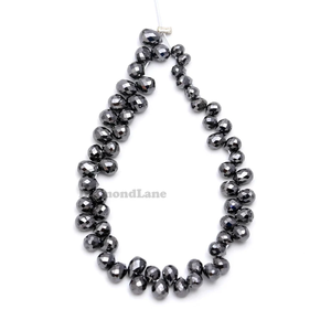 Collar de Cuentas Facetadas en Forma de Lágrima de Diamante Negro, 3-3.8mm, 50 Piezas, Material de Piedra, Joyería de Lustre - Product Image 3