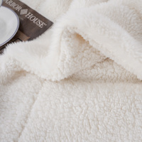 Jeté en fausse fourrure ultra doux et confortable de couleur crème, en peluche épaisse et moelleuse, écologique, en sherpa pour canapé, fauteuil, chambre à coucher